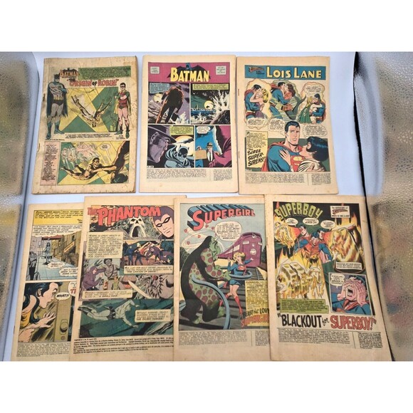 Silver Age Comic Book Lot of 7 Superman Batman Phantom DC Action Coverless - Picture 1 of 6